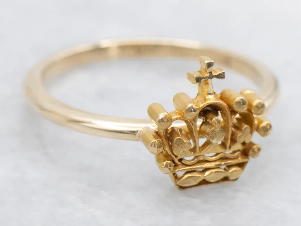 Retro Yellow Gold Royal Crown Ring