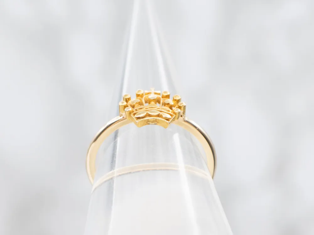 Retro Yellow Gold Royal Crown Ring