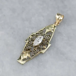 Roestvrij Staal Antique Diamond Green Goud Filigree Pendant
