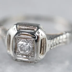 Roestvrij Staal Art Deco Diamond Engagement Ring