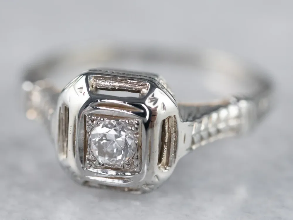 Roestvrij Staal Art Deco Diamond Engagement Ring