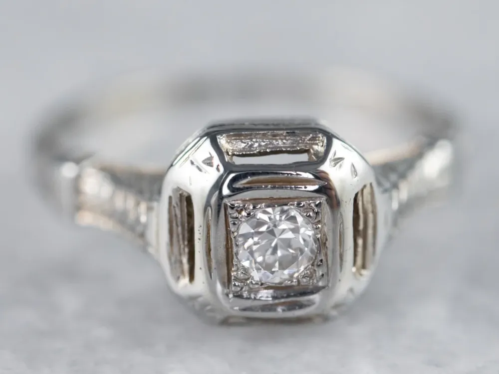 Roestvrij Staal Art Deco Diamond Engagement Ring