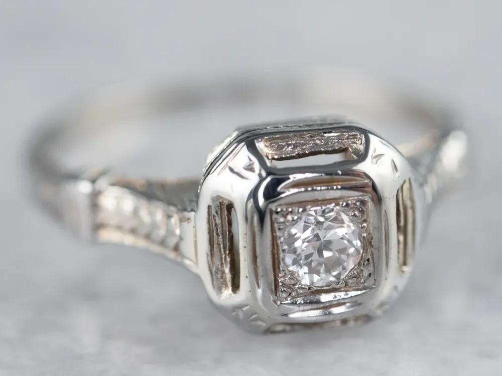 Roestvrij Staal Art Deco Diamond Engagement Ring