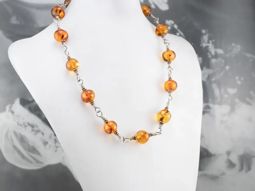 Roestvrij Staal Beaded Amber Mix Metaal Necklace