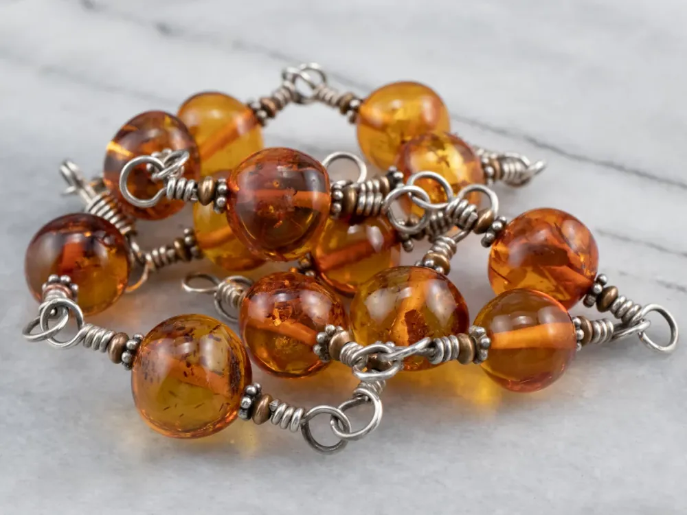Roestvrij Staal Beaded Amber Mix Metaal Necklace