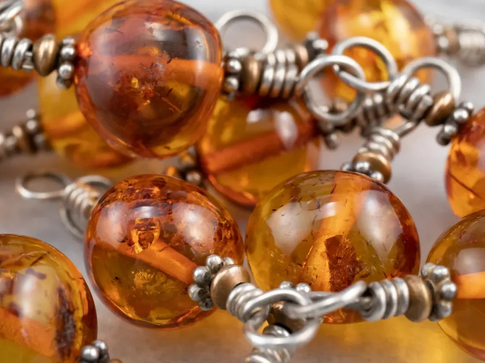 Roestvrij Staal Beaded Amber Mix Metaal Necklace