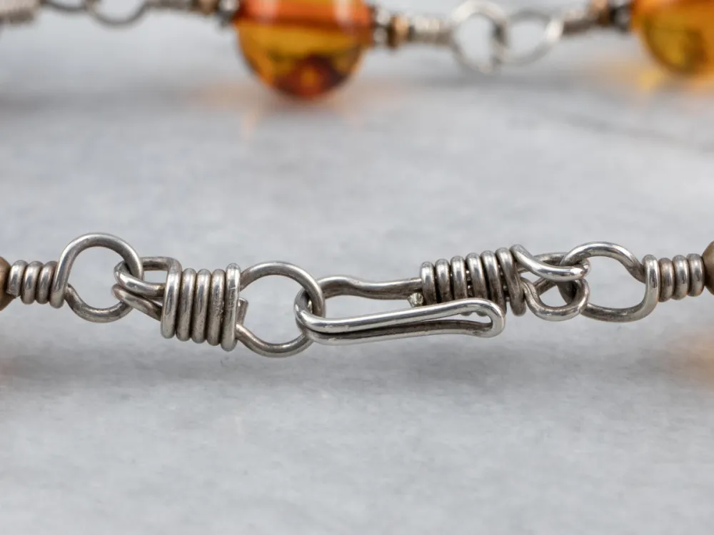 Roestvrij Staal Beaded Amber Mix Metaal Necklace