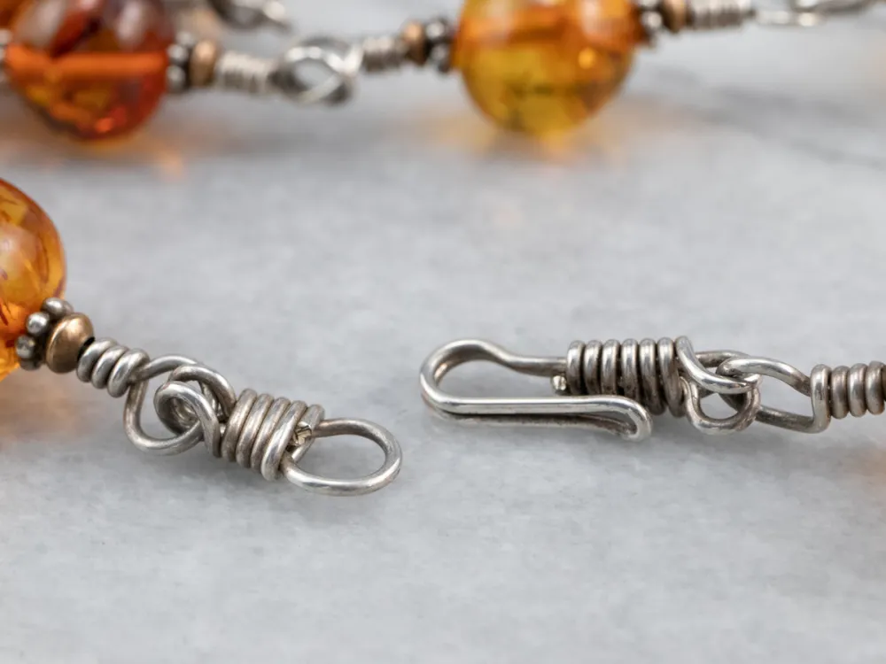 Roestvrij Staal Beaded Amber Mix Metaal Necklace