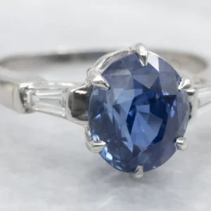 Roestvrij Staal Collector's Sapphire and Diamond Platinum Engagement Ring