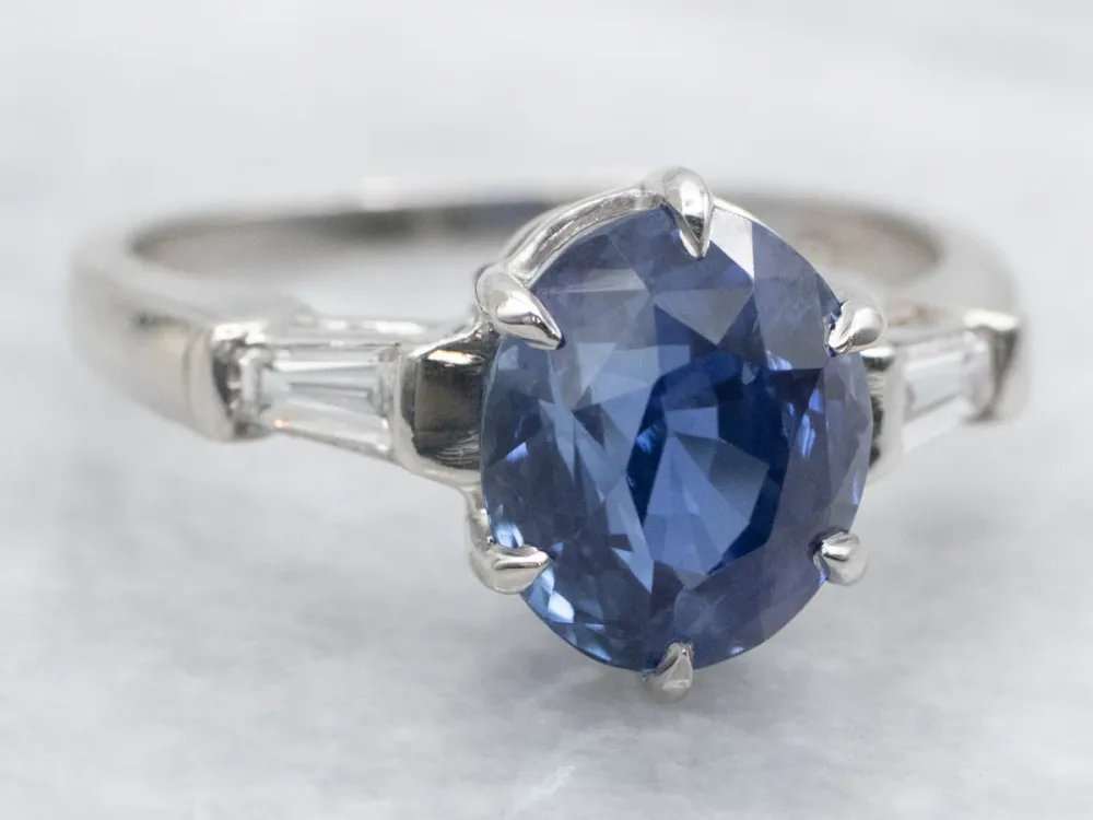 Roestvrij Staal Collector's Sapphire and Diamond Platinum Engagement Ring