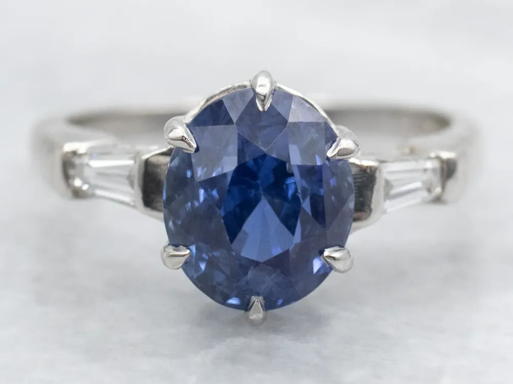Roestvrij Staal Collector's Sapphire and Diamond Platinum Engagement Ring