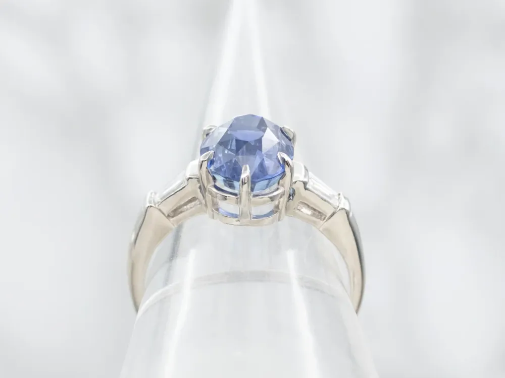 Roestvrij Staal Collector's Sapphire and Diamond Platinum Engagement Ring