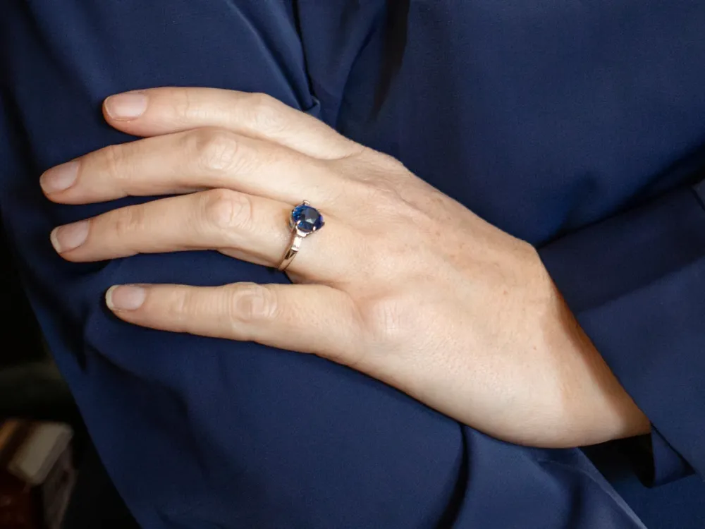 Roestvrij Staal Collector's Sapphire and Diamond Platinum Engagement Ring