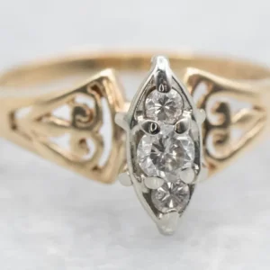 Roestvrij Staal Diamond Engagement Ring Openwork Shoulders