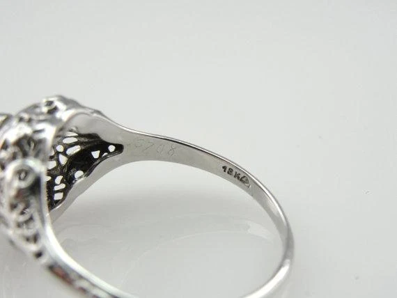 Roestvrij Staal Filigree Art Deco Fine Diamond Engagement Ring