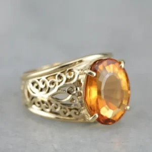 Roestvrij Staal Fine Filigree Citrine Statement Ring