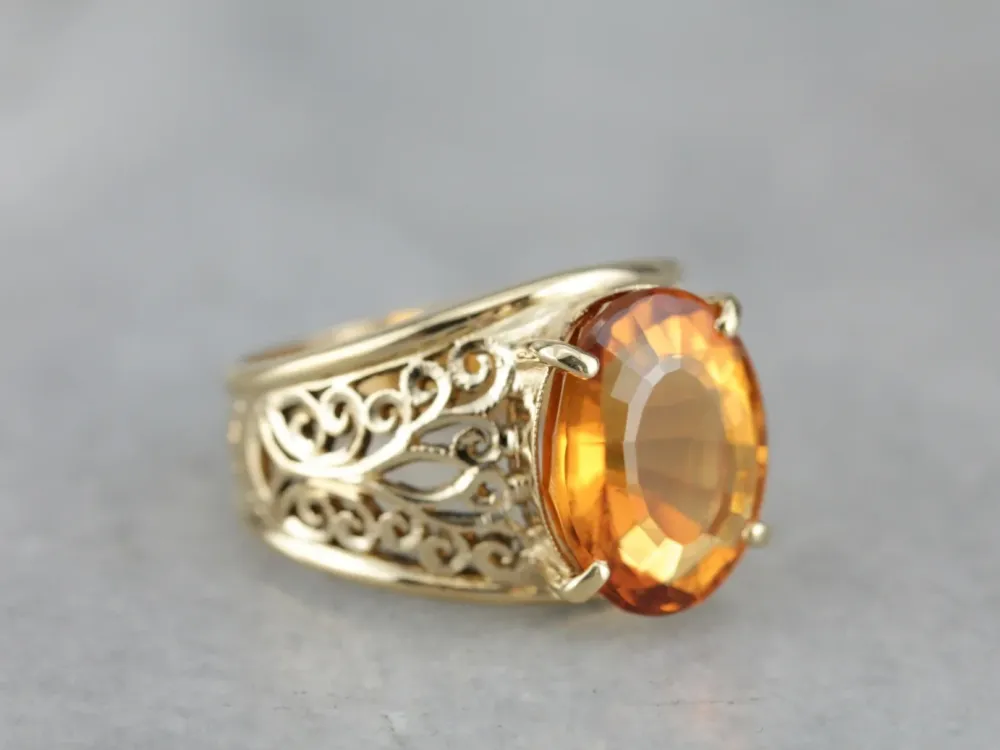 Roestvrij Staal Fine Filigree Citrine Statement Ring