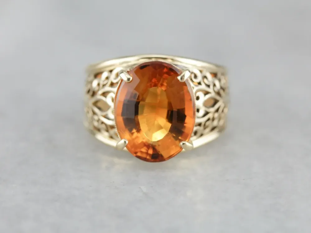 Roestvrij Staal Fine Filigree Citrine Statement Ring