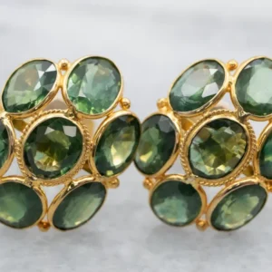 Roestvrij Staal Groen Sapphire Cluster Stud Earrings