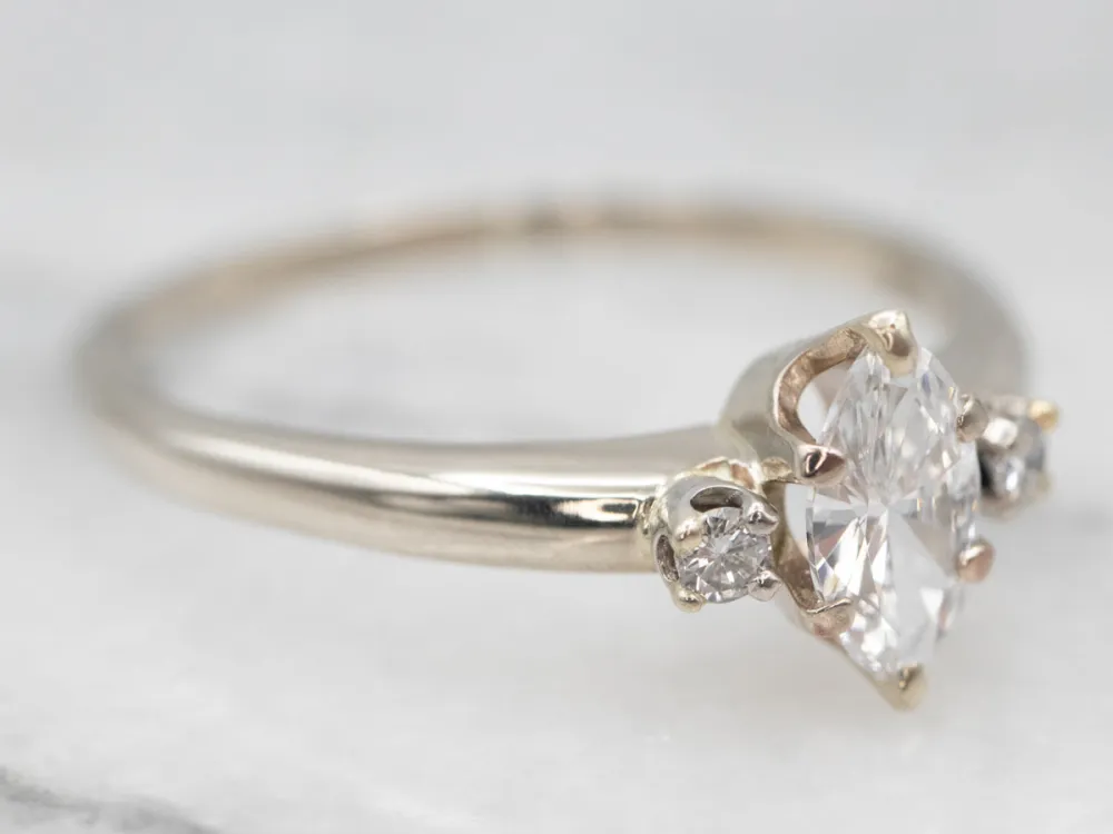 Roestvrij Staal Marquise Cut Diamond Engagement Ring