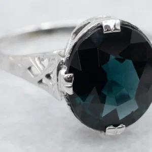 Roestvrij Staal Mixed Metal Dark Zeegroen Spinel Solitaire Ring