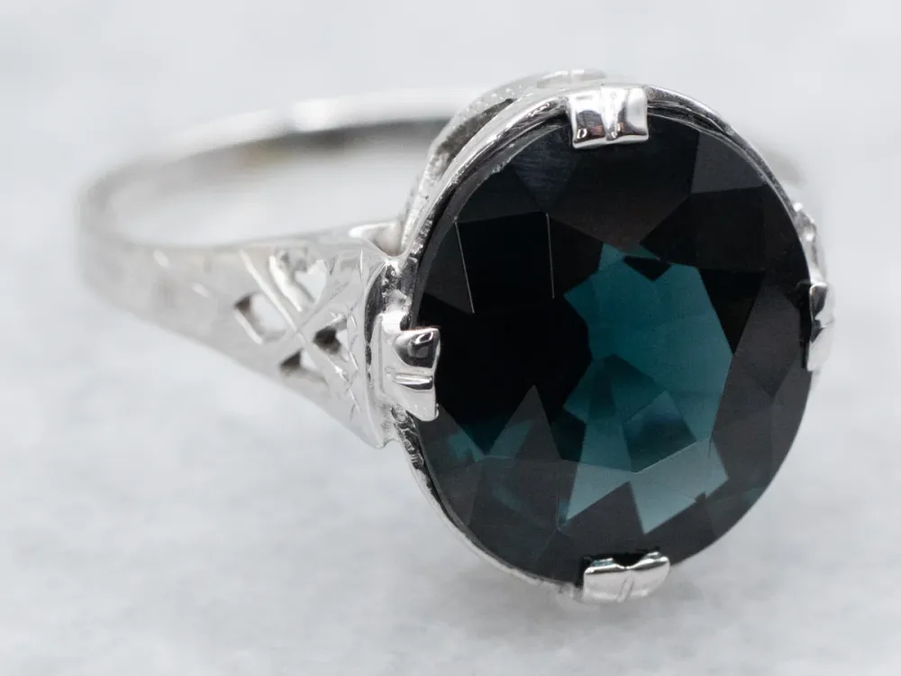 Roestvrij Staal Mixed Metal Dark Zeegroen Spinel Solitaire Ring
