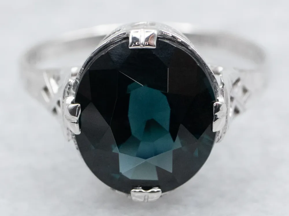 Roestvrij Staal Mixed Metal Dark Zeegroen Spinel Solitaire Ring