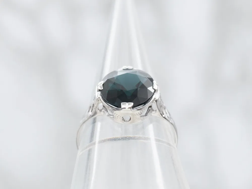Roestvrij Staal Mixed Metal Dark Zeegroen Spinel Solitaire Ring