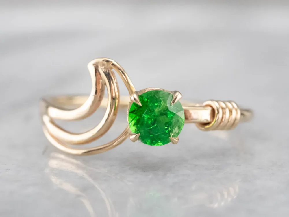 Roestvrij Staal Modernist Olijfgroen Garnet Ring