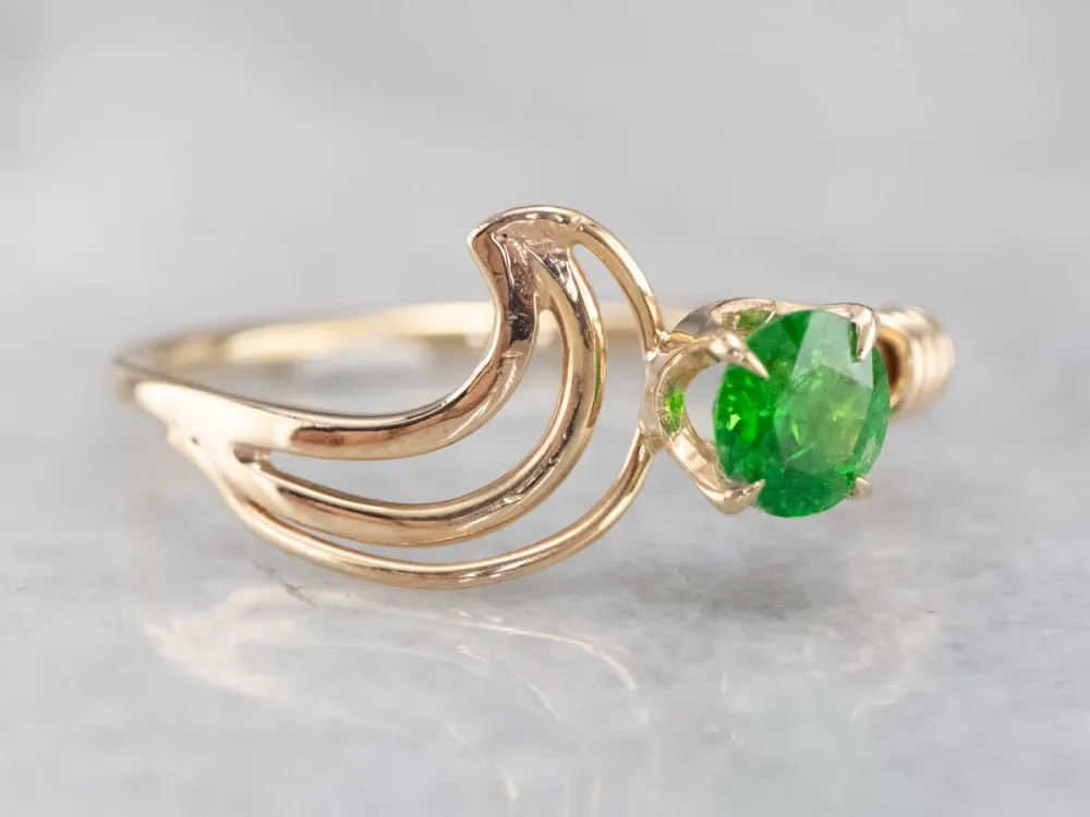Roestvrij Staal Modernist Olijfgroen Garnet Ring