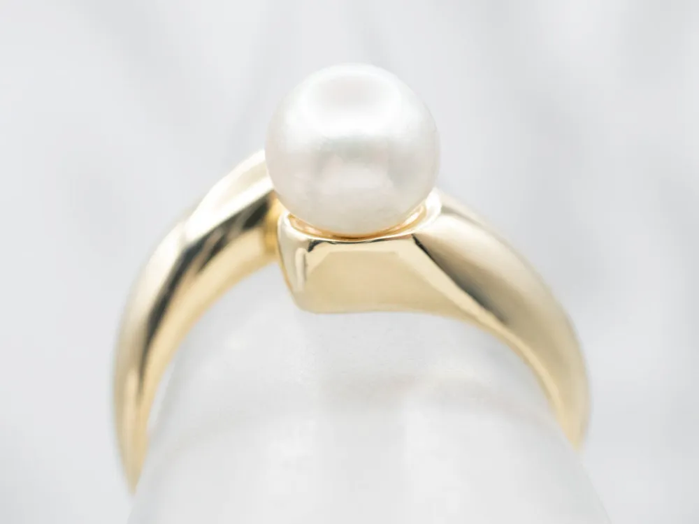 Roestvrij Staal Modernist Pearl and Diamond Ring