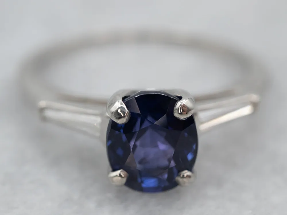 Roestvrij Staal Ouderwets Era Sapphire and Diamond Platinum Engagement Ring