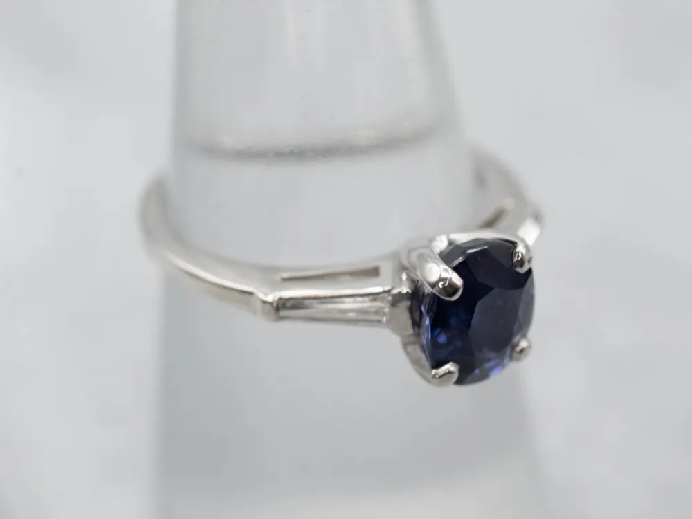 Roestvrij Staal Ouderwets Era Sapphire and Diamond Platinum Engagement Ring