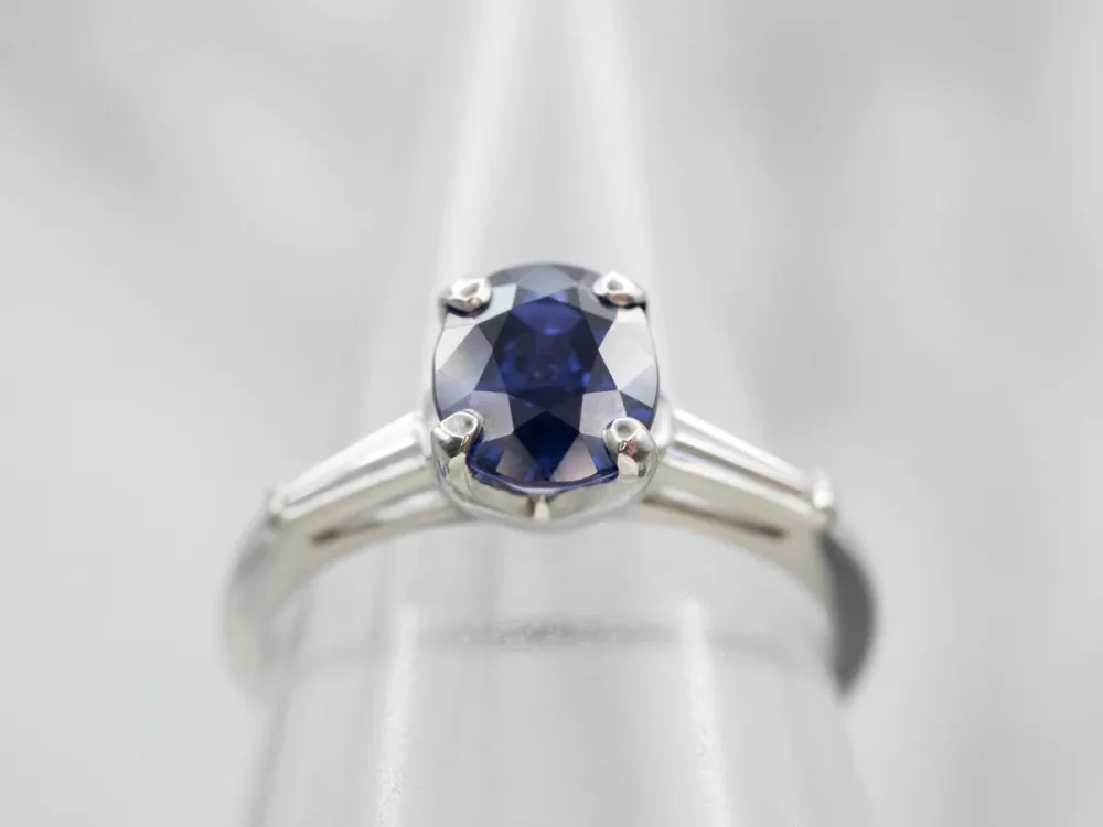 Roestvrij Staal Ouderwets Era Sapphire and Diamond Platinum Engagement Ring