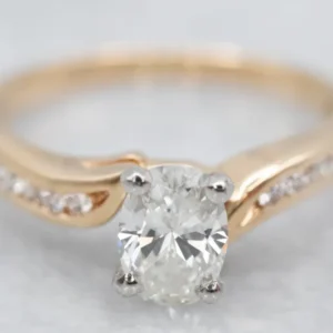 Roestvrij Staal Oval Cut Diamond Bypass Engagement Ring