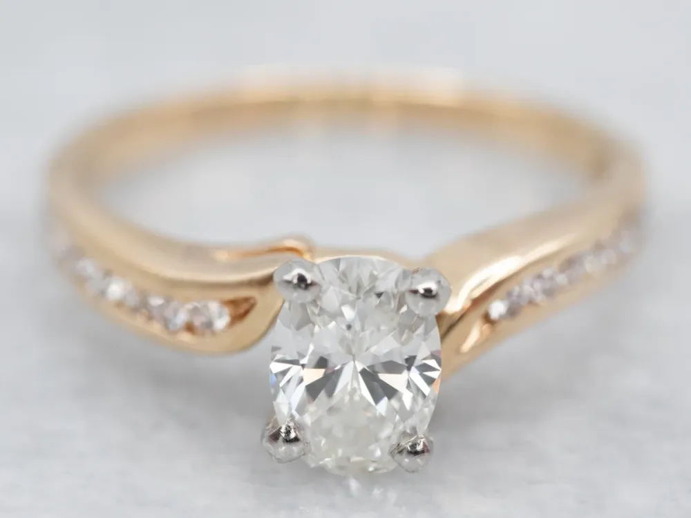 Roestvrij Staal Oval Cut Diamond Bypass Engagement Ring