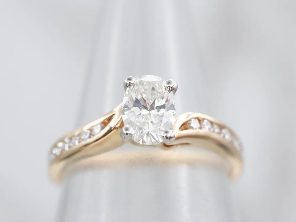 Roestvrij Staal Oval Cut Diamond Bypass Engagement Ring