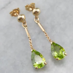 Roestvrij Staal Peridot Yellow Verguld Gemstone Drop Earrings