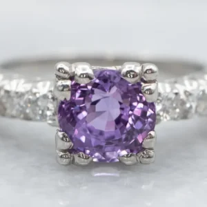 Roestvrij Staal Pink-Purple Sapphire and Diamond Engagement Ring