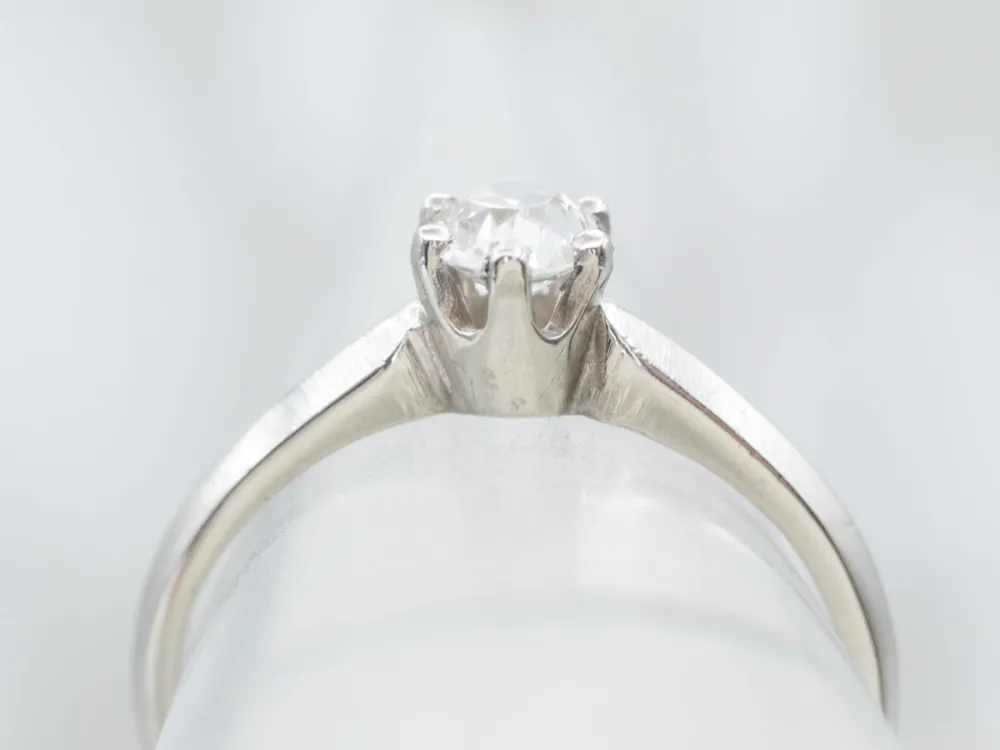 Roestvrij Staal Platinum Old Mine Cut Diamond Solitaire Engagement Ring