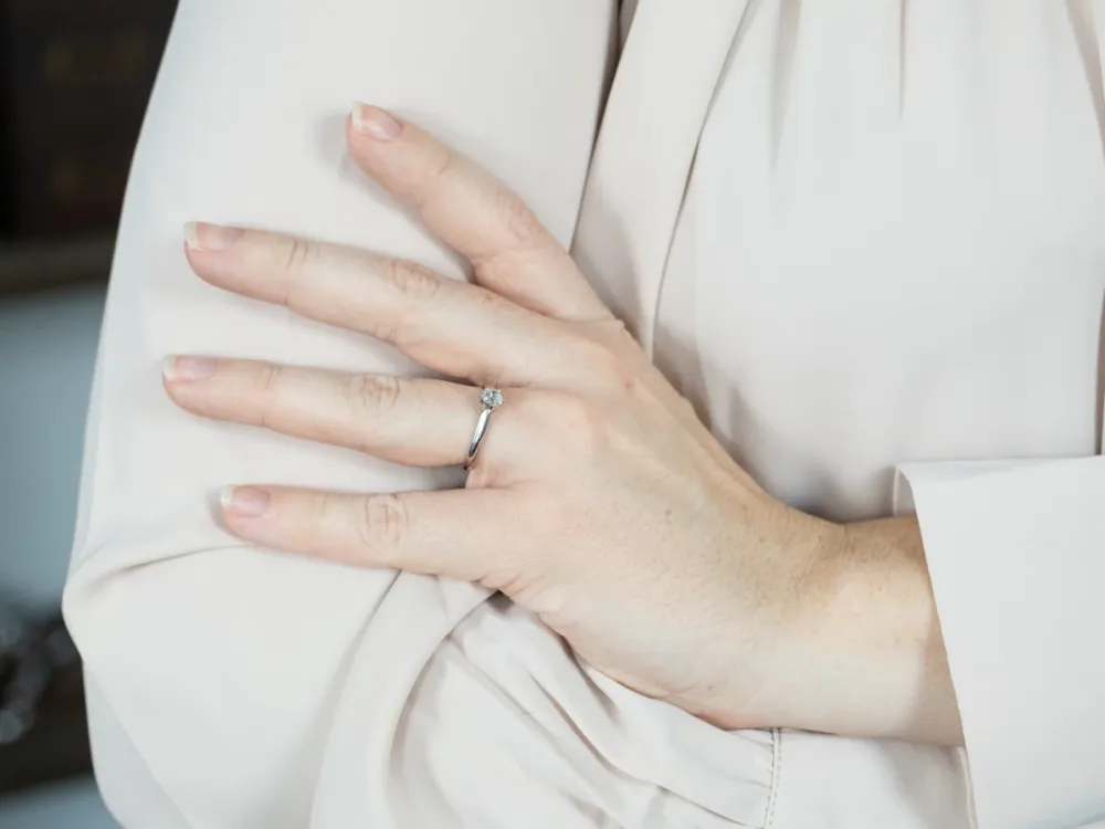 Roestvrij Staal Platinum Old Mine Cut Diamond Solitaire Engagement Ring
