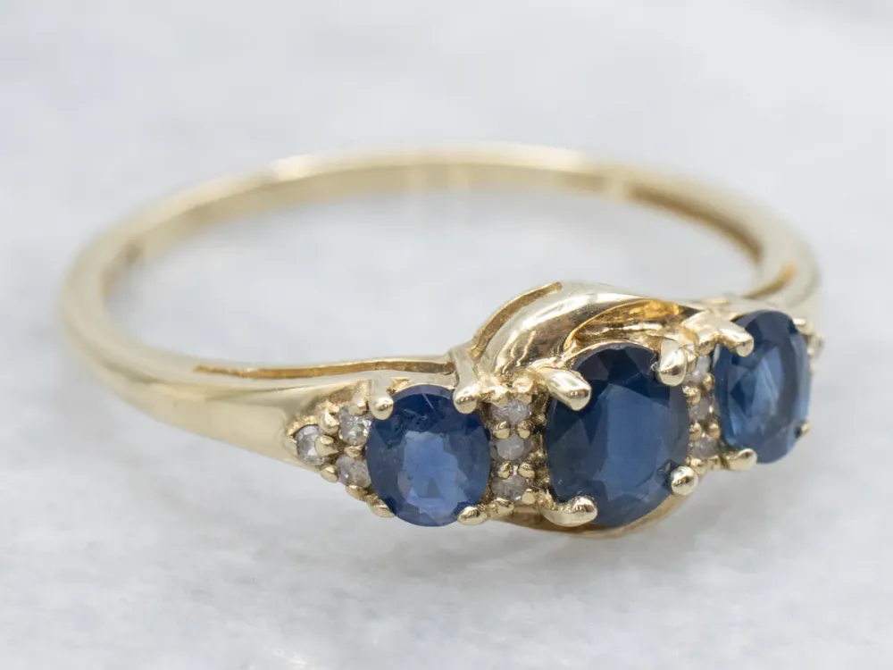 Roestvrij Staal Sapphire and Diamond Multi-Stone Ring