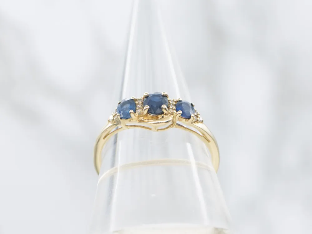 Roestvrij Staal Sapphire and Diamond Multi-Stone Ring
