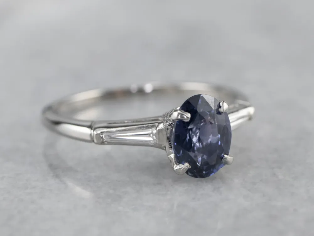 Roestvrij Staal Sapphire Diamond Platinum Engagement Ring