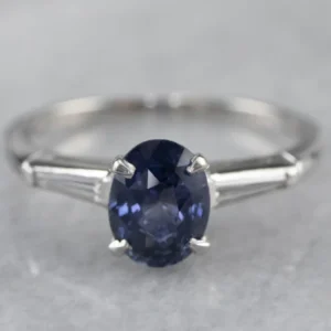 Roestvrij Staal Sapphire Diamond Platinum Engagement Ring