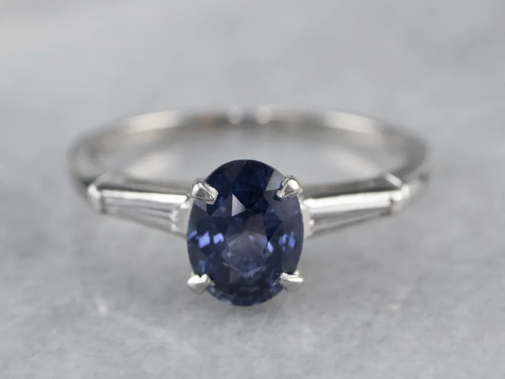 Roestvrij Staal Sapphire Diamond Platinum Engagement Ring