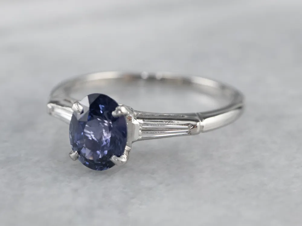 Roestvrij Staal Sapphire Diamond Platinum Engagement Ring