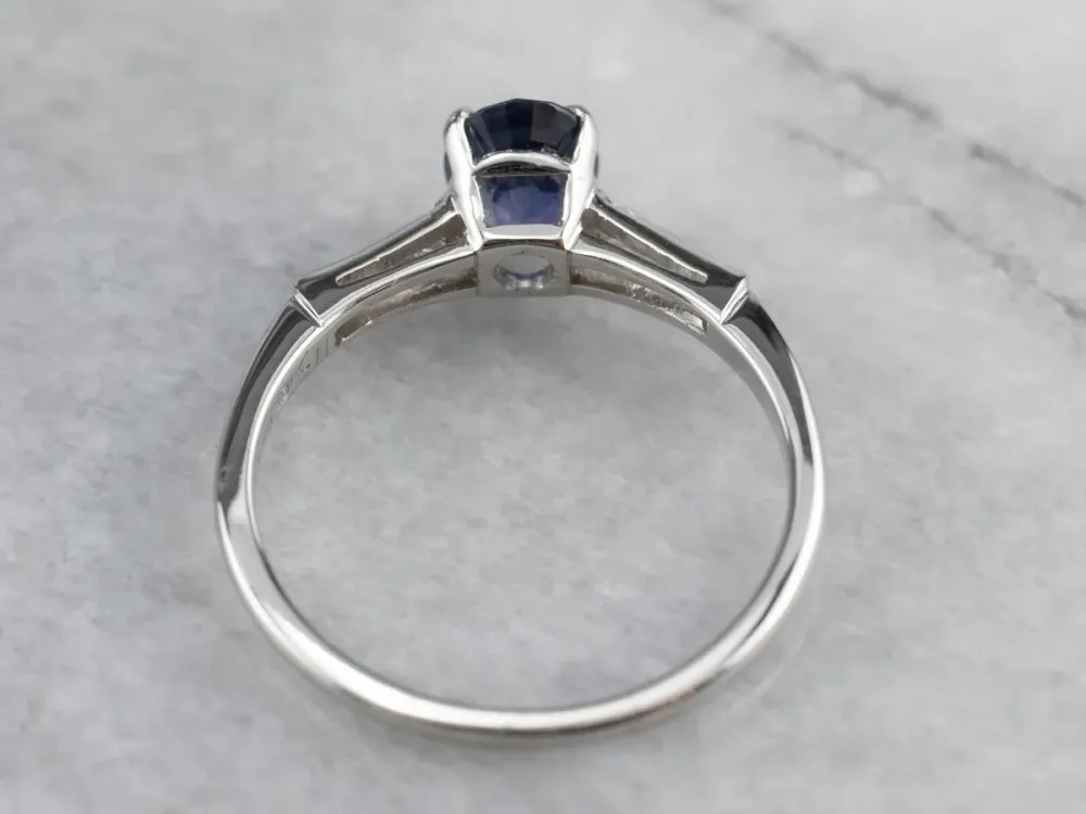 Roestvrij Staal Sapphire Diamond Platinum Engagement Ring