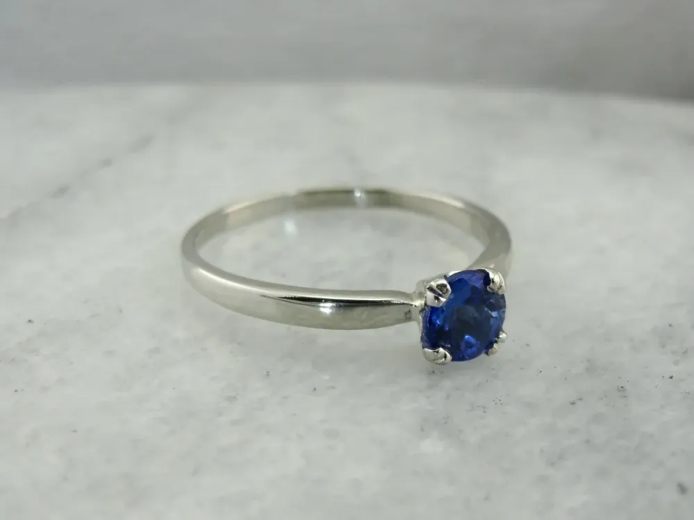 Roestvrij Staal Sapphire Solitaire Platinum Engagement Ring