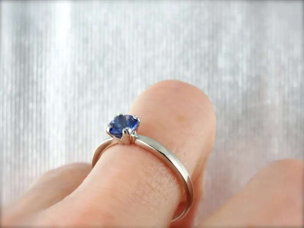 Roestvrij Staal Sapphire Solitaire Platinum Engagement Ring